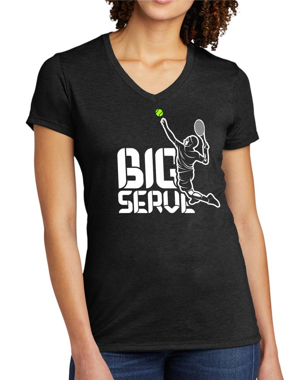 BMT Women's Tri-Blend V-Neck Big Serve Tennis LifeStyle T-Shirt, color: Space Black