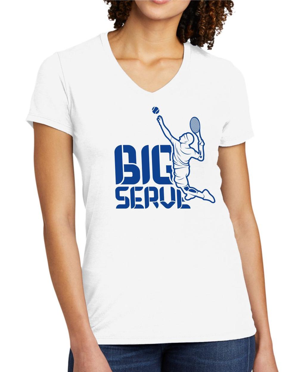 BMT Women's Tri-Blend V-Neck Big Serve Tennis LifeStyle T-Shirt, color: Bright White