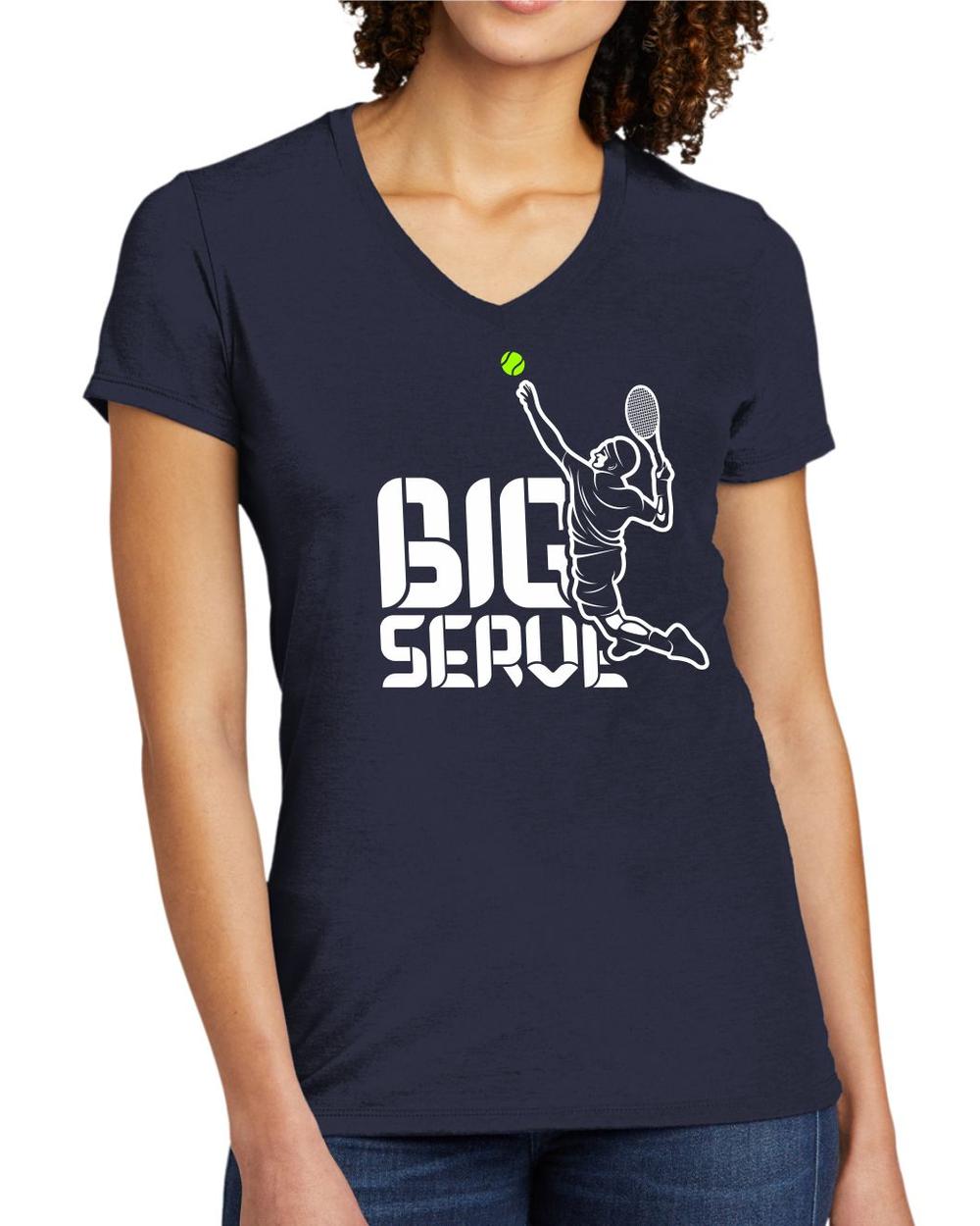 BMT Women's Tri-Blend V-Neck Big Serve Tennis LifeStyle T-Shirt, color: Night Sky Navy