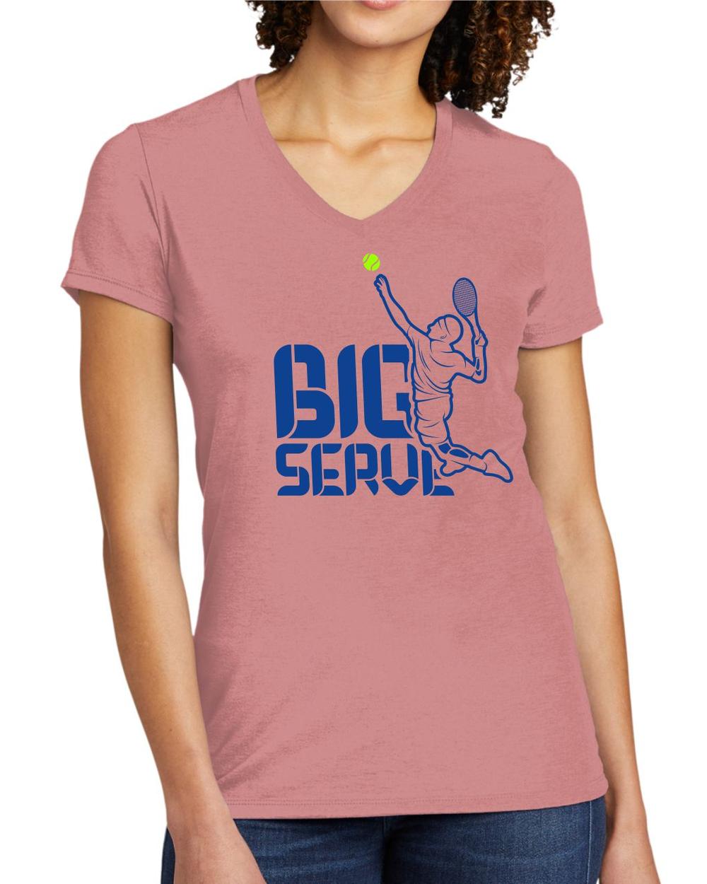 BMT Women's Tri-Blend V-Neck Big Serve Tennis LifeStyle T-Shirt, color: Vintage Rose