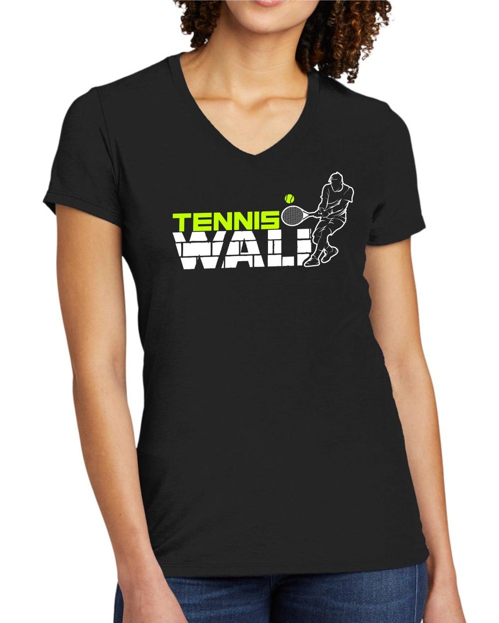 BMT Women's Tri-Blend V-Neck Tennis Wall LifeStyle T-Shirt, color: Deep Black