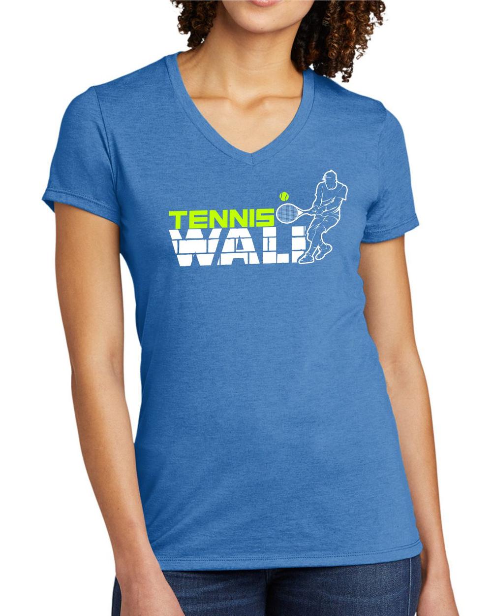 BMT Women's Tri-Blend V-Neck Tennis Wall LifeStyle T-Shirt, color: Azure Blue