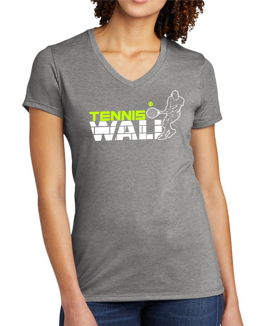 BMT Women's Tri-Blend V-Neck Tennis Wall LifeStyle T-Shirt, color: Aluminum Grey