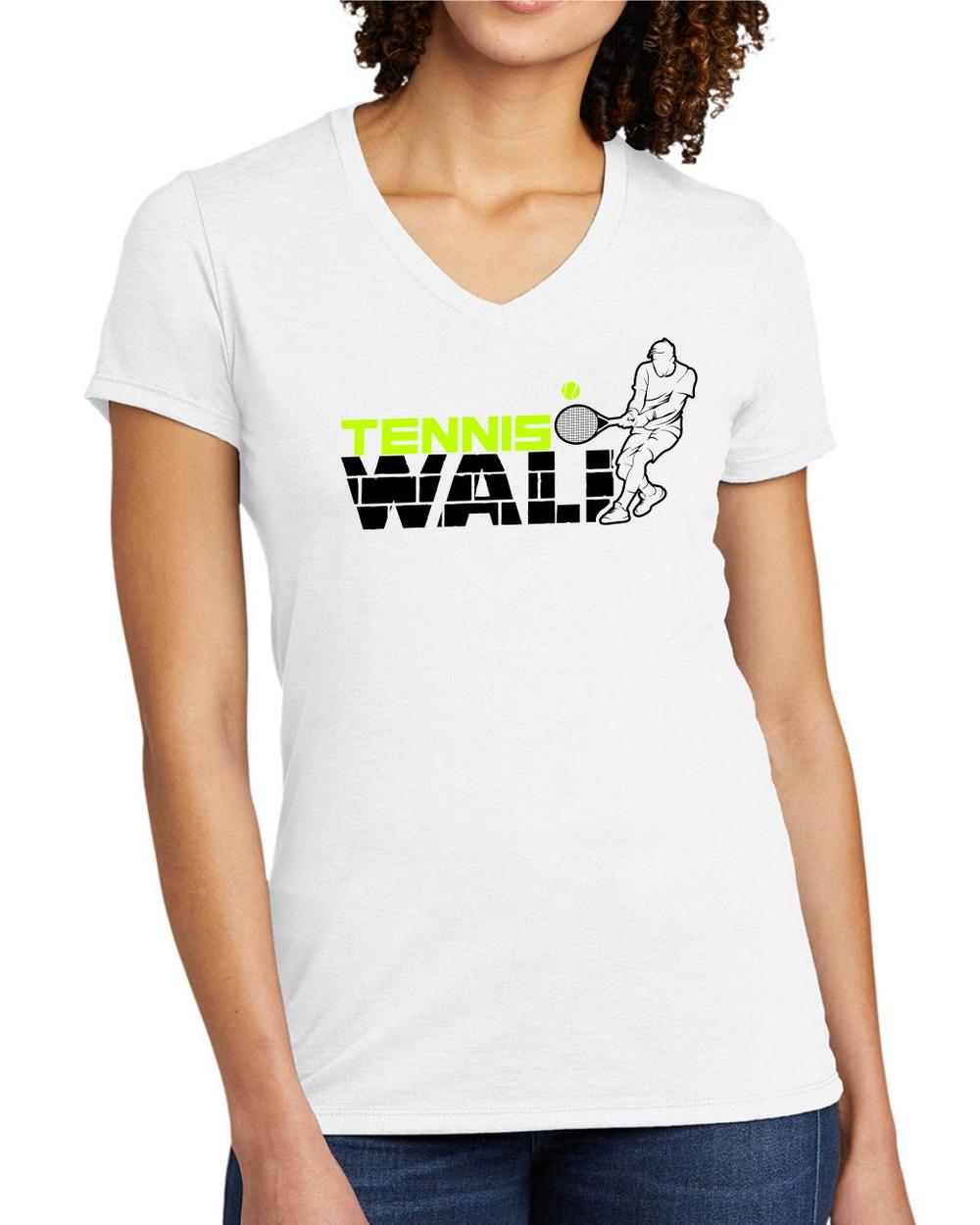 BMT Women's Tri-Blend V-Neck Tennis Wall LifeStyle T-Shirt, color: Fairly White