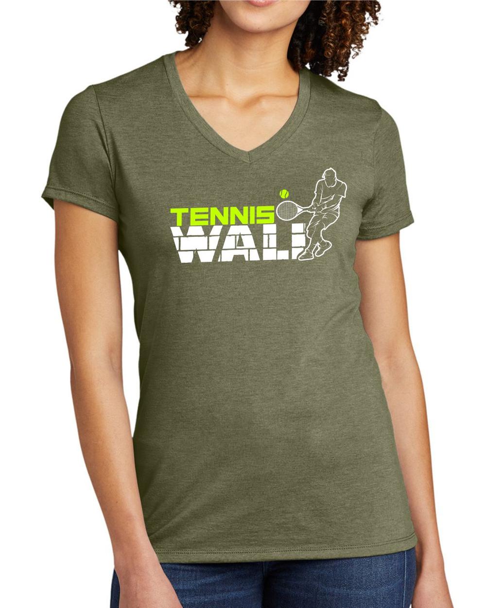 BMT Women's Tri-Blend V-Neck Tennis Wall LifeStyle T-Shirt, color: Olive You Green
