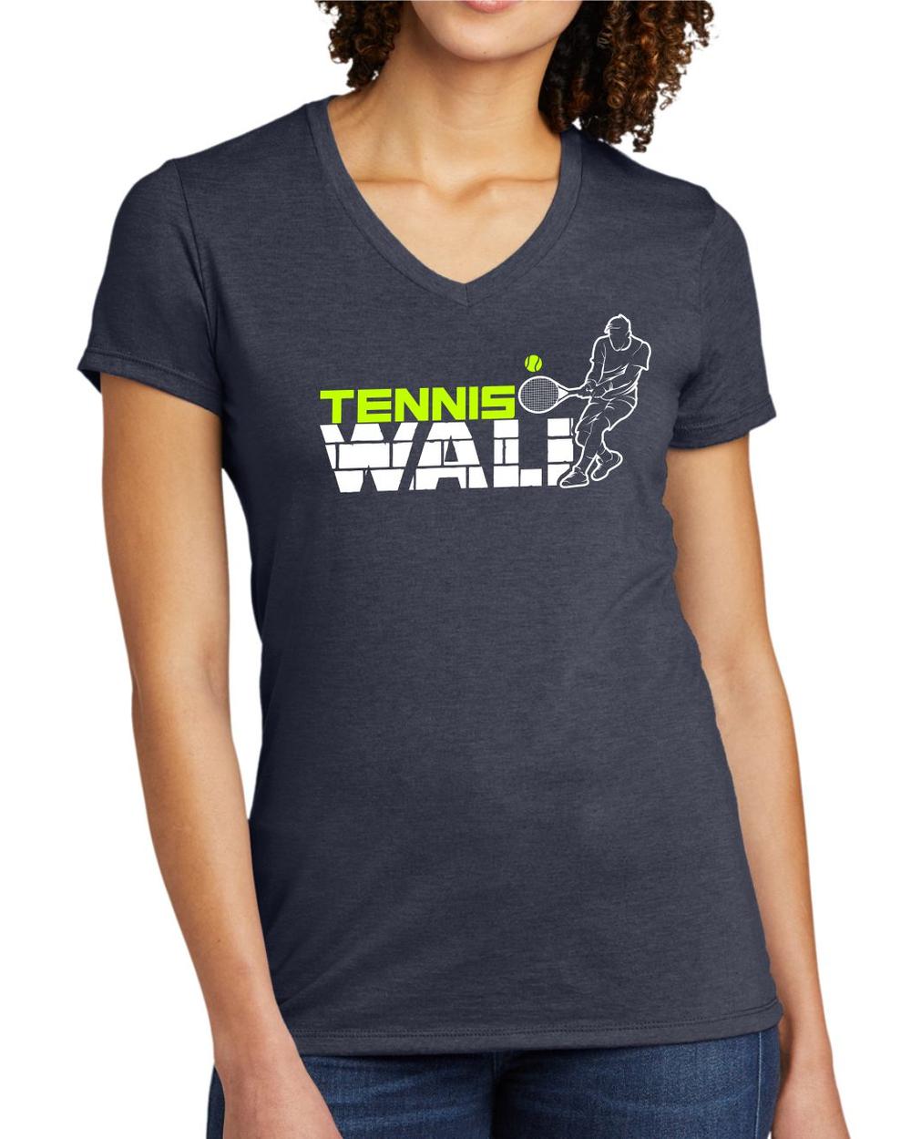 BMT Women's Tri-Blend V-Neck Tennis Wall LifeStyle T-Shirt, color: Rebel Blue