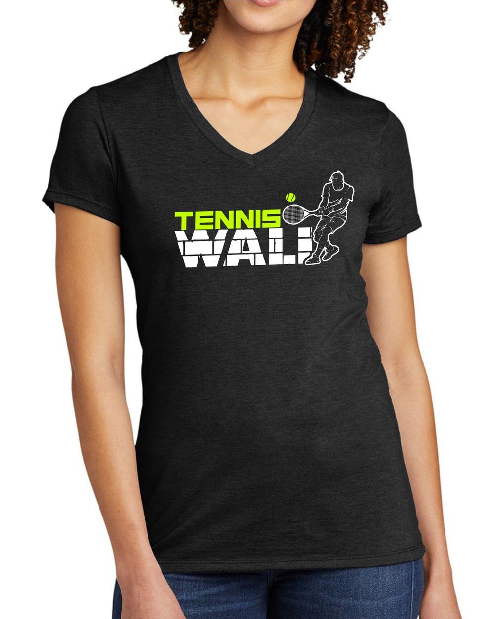 BMT Women's Tri-Blend V-Neck Tennis Wall LifeStyle T-Shirt, color: Space Black