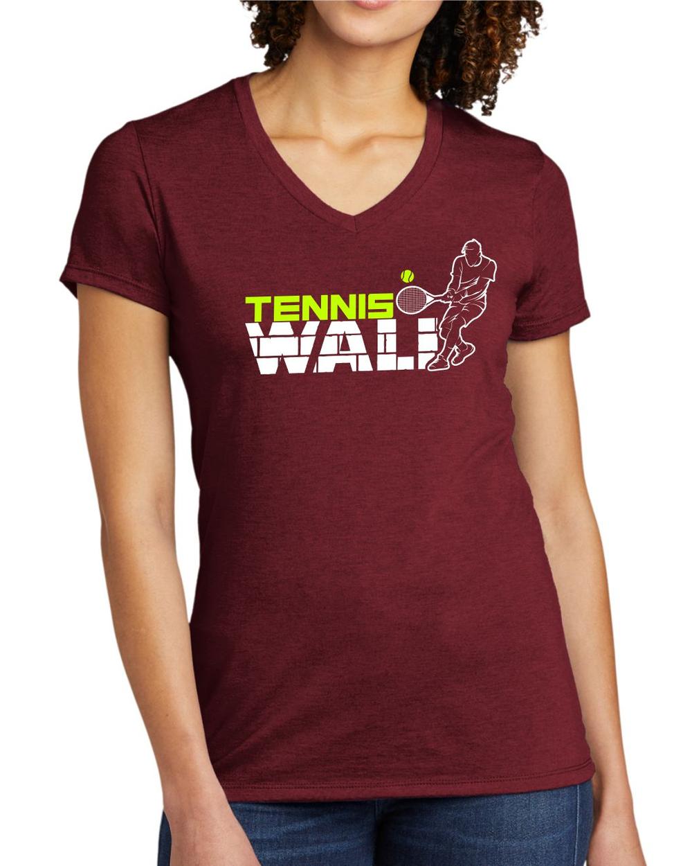 BMT Women's Tri-Blend V-Neck Tennis Wall LifeStyle T-Shirt, color: Vino Red