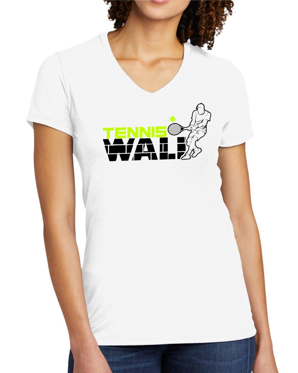 BMT Women's Tri-Blend V-Neck Tennis Wall LifeStyle T-Shirt, color: Bright White