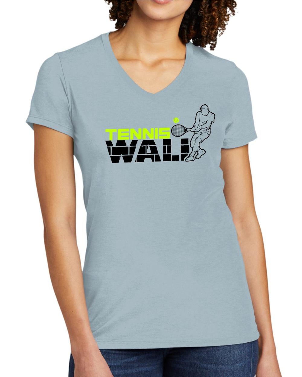 BMT Women's Tri-Blend V-Neck Tennis Wall LifeStyle T-Shirt, color: I Like You Blue