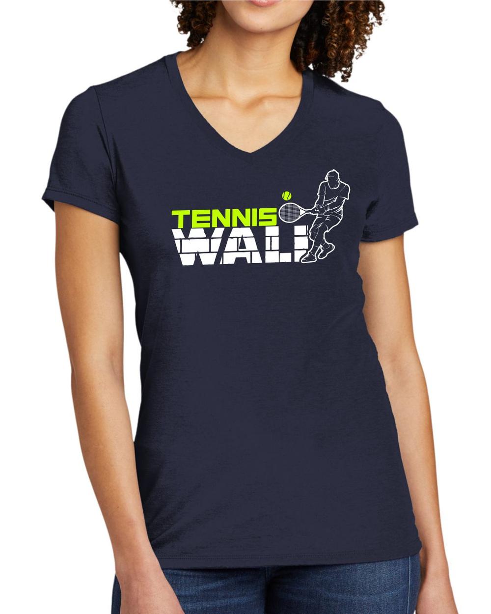 BMT Women's Tri-Blend V-Neck Tennis Wall LifeStyle T-Shirt, color: Night Sky Navy