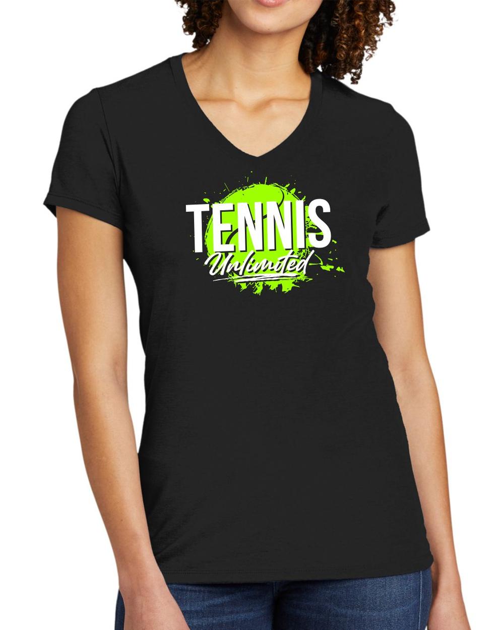 BMT Women's Tri-Blend V-Neck Tennis Unlimited LifeStyle T-Shirt, color: Deep Black