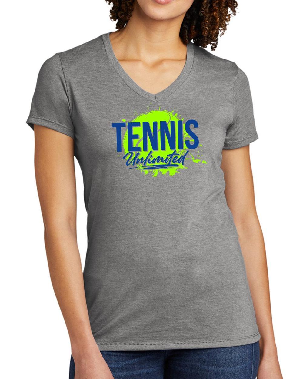 BMT Women's Tri-Blend V-Neck Tennis Unlimited LifeStyle T-Shirt, color: Aluminum Grey