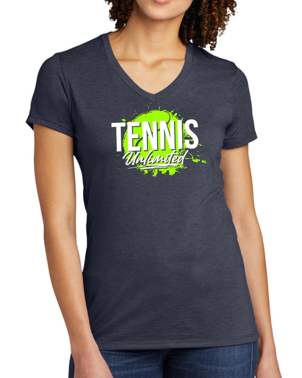 BMT Women's Tri-Blend V-Neck Tennis Unlimited LifeStyle T-Shirt, color: Rebel Blue