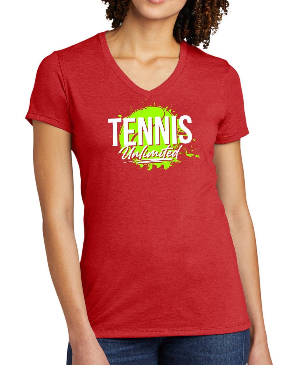 BMT Women's Tri-Blend V-Neck Tennis Unlimited LifeStyle T-Shirt, color: Rise Up Red