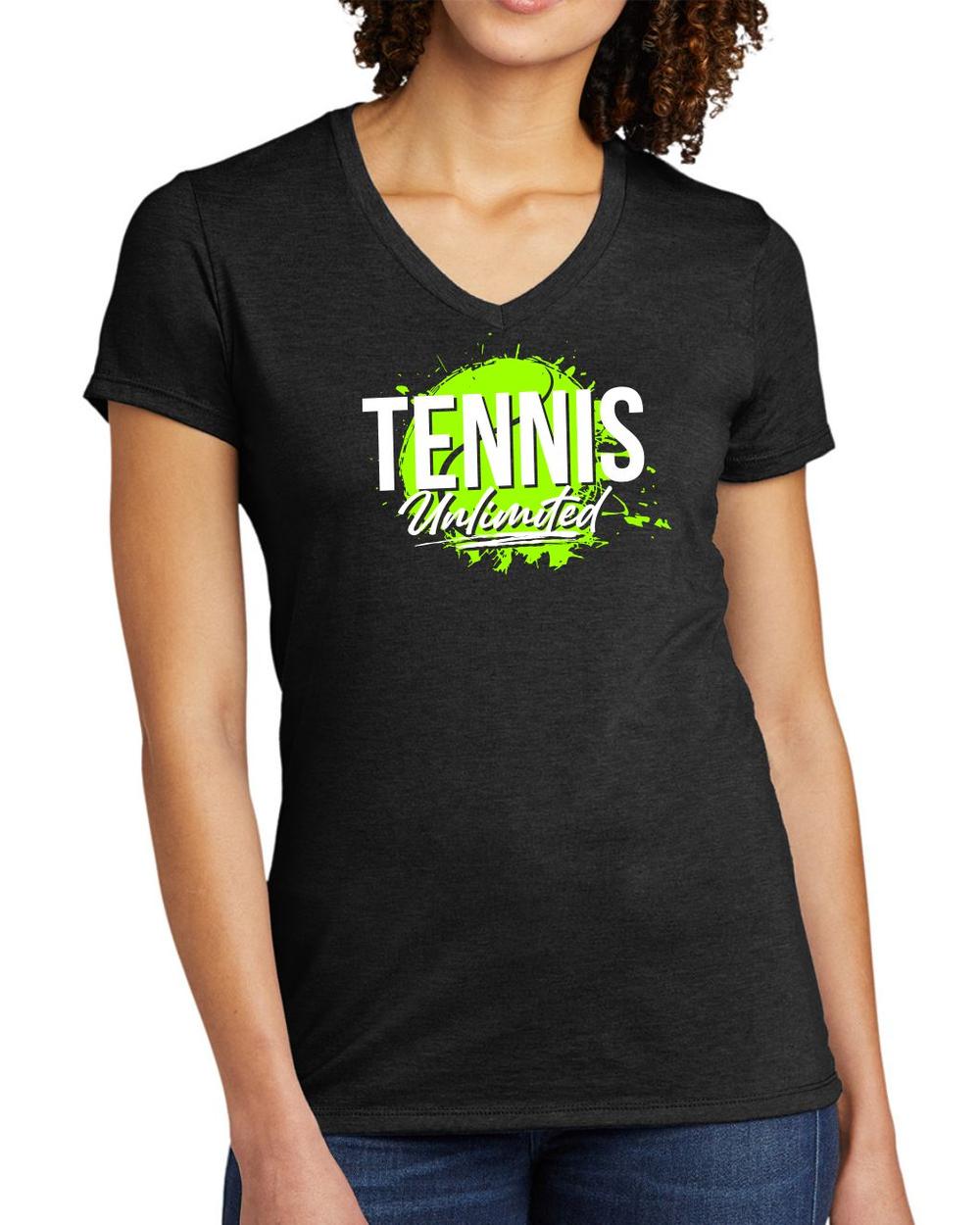 BMT Women's Tri-Blend V-Neck Tennis Unlimited LifeStyle T-Shirt, color: Space Black