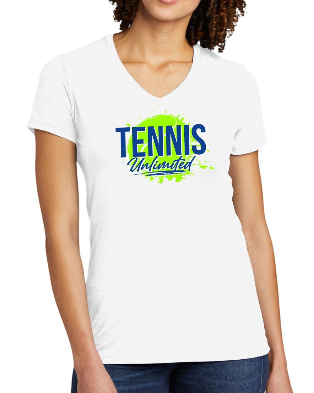 BMT Women's Tri-Blend V-Neck Tennis Unlimited LifeStyle T-Shirt, color: Bright White