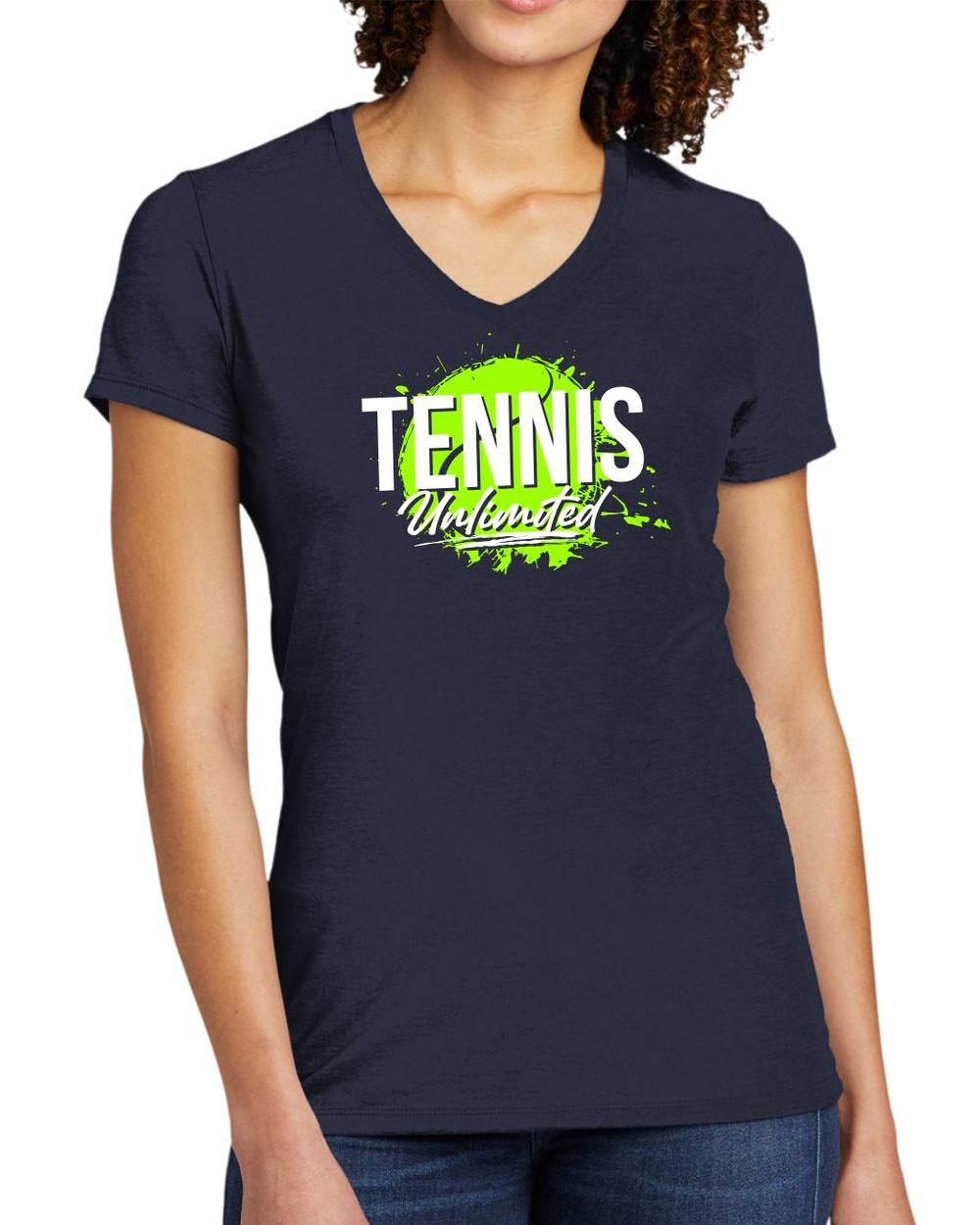 BMT Women's Tri-Blend V-Neck Tennis Unlimited LifeStyle T-Shirt, color: Night Sky Navy