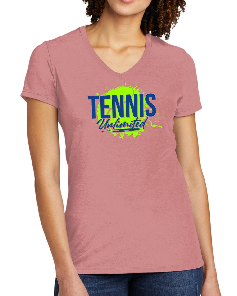 BMT Women's Tri-Blend V-Neck Tennis Unlimited LifeStyle T-Shirt, color: Vintage Rose