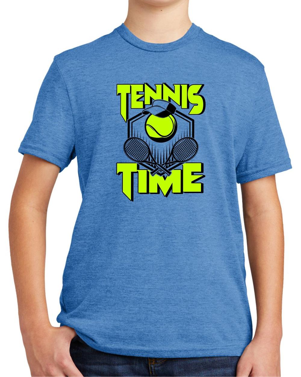 BMT Youth Tri-Blend Tennis Time LifeStyle T-Shirt, color: Azure Blue