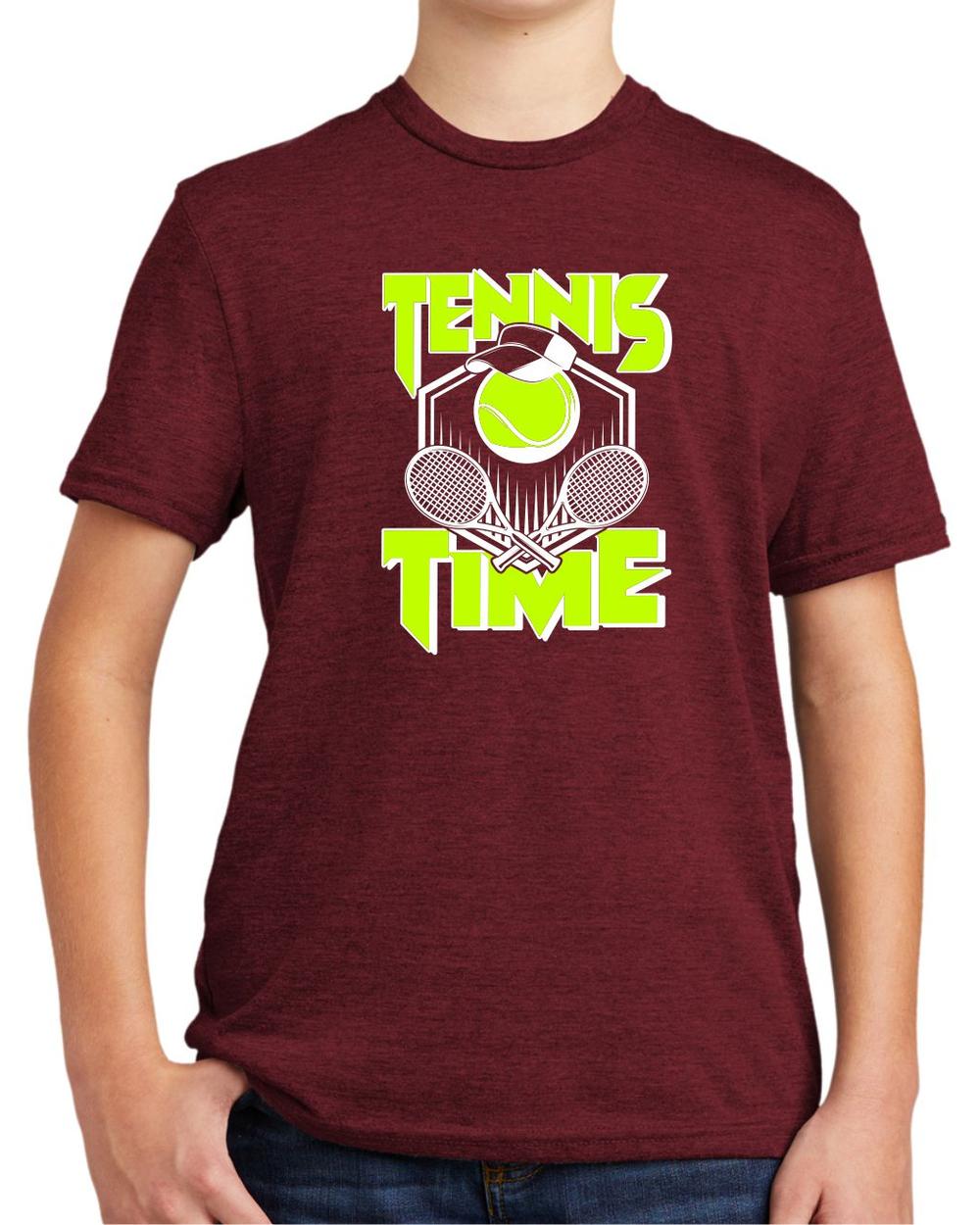 BMT Youth Tri-Blend Tennis Time LifeStyle T-Shirt, color: Vino Red