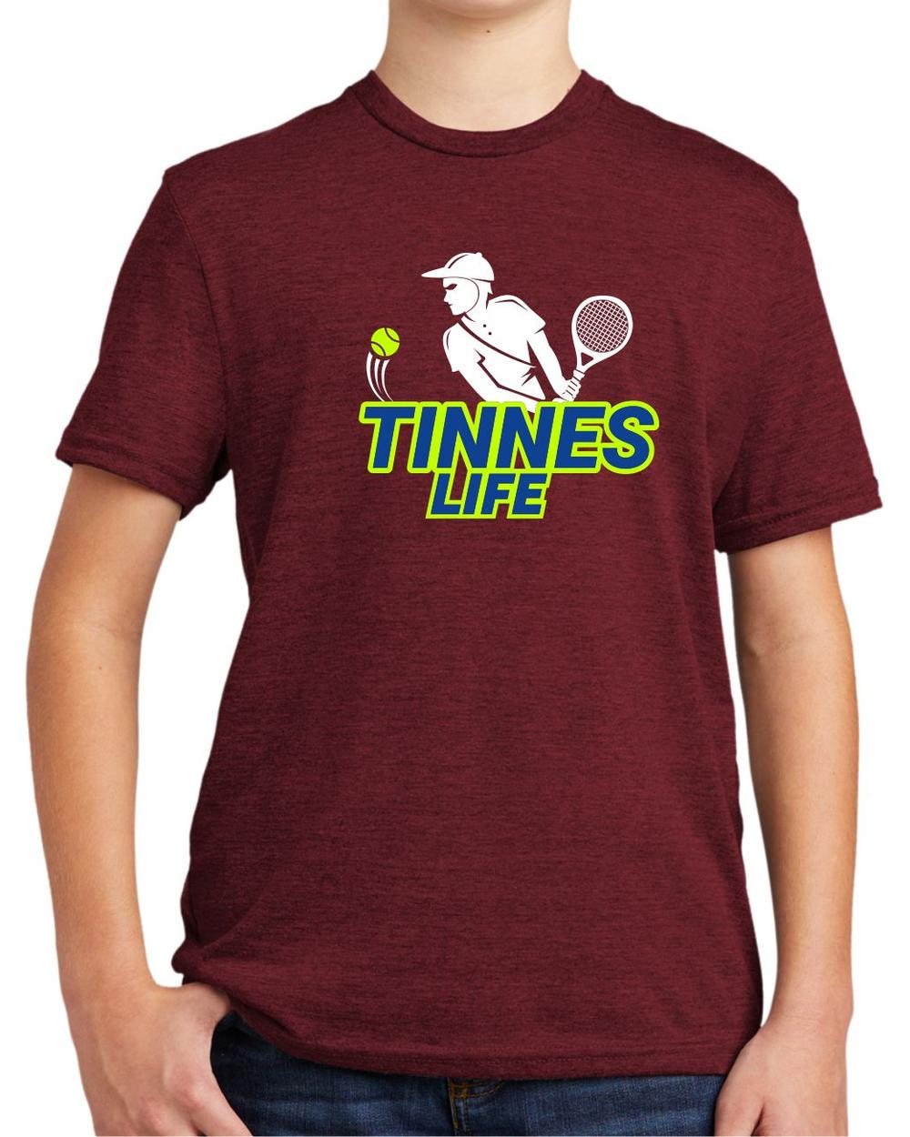 BMT Youth Tri-Blend Tennis Life BackHand LifeStyle T-Shirt, color: Vino Red