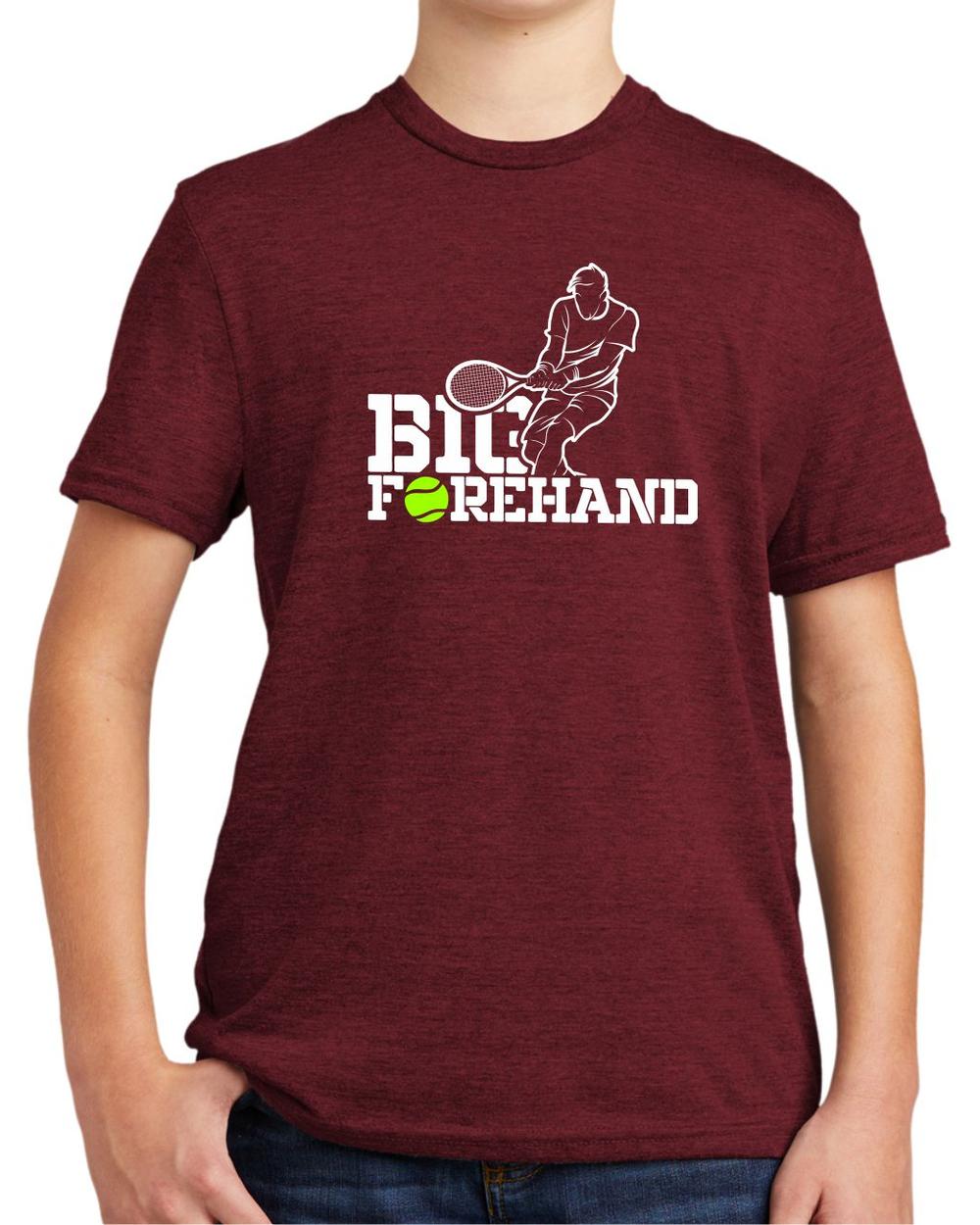 BMT Youth Tri-Blend Big Forehand Tennis LifeStyle T-Shirt, color: Vino Red