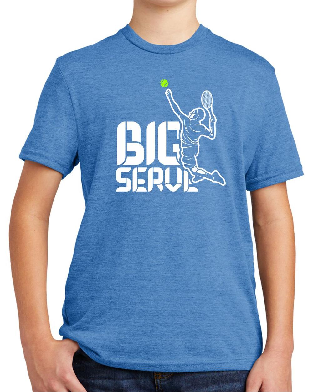 BMT Youth Tri-Blend Big Serve Tennis LifeStyle T-Shirt, color: Azure Blue