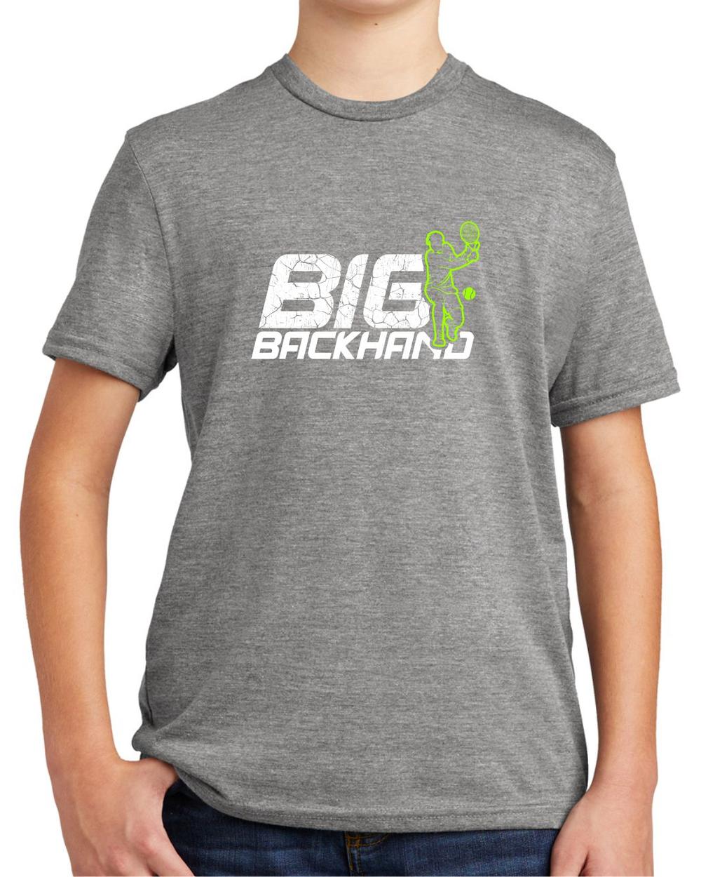 BMT Youth Tri-Blend Big Backhand Tennis LifeStyle T-Shirt, color: Aluminum Grey