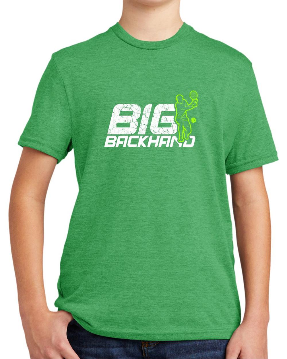 BMT Youth Tri-Blend Big Backhand Tennis LifeStyle T-Shirt, color: Enviro Green
