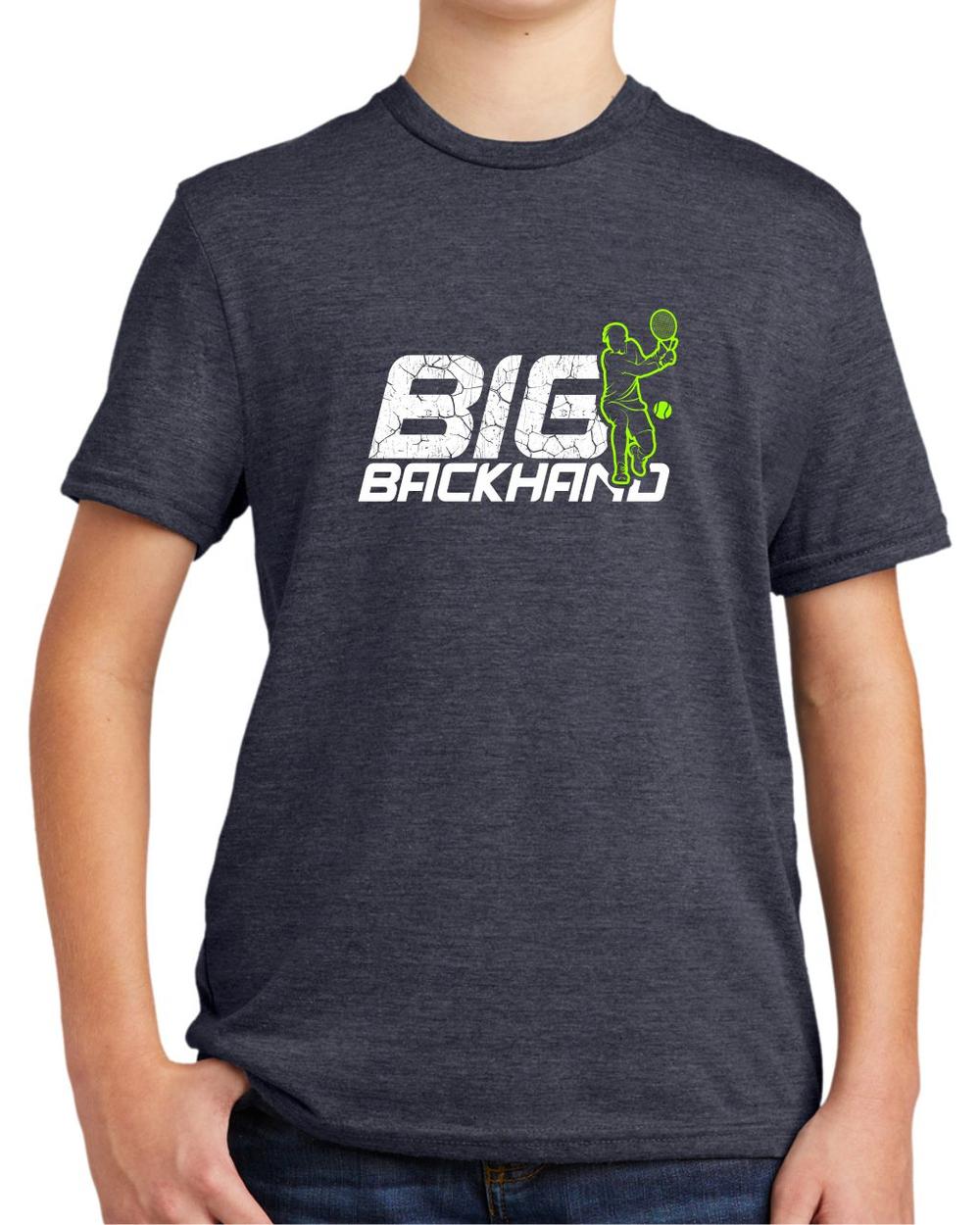 BMT Youth Tri-Blend Big Backhand Tennis LifeStyle T-Shirt, color: Rebel Blue