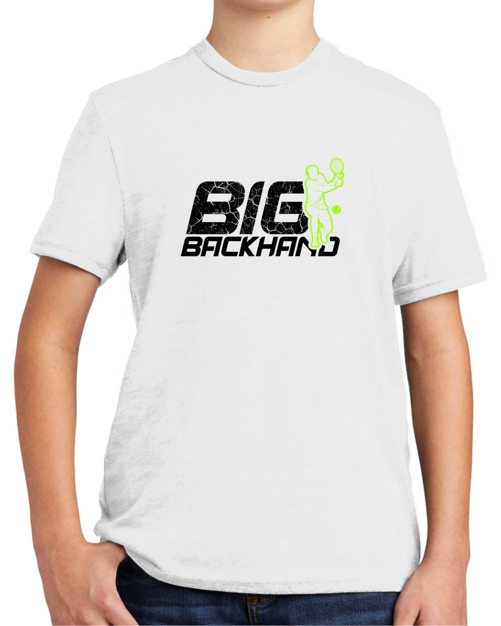 BMT Youth Tri-Blend Big Backhand Tennis LifeStyle T-Shirt, color: Bright White