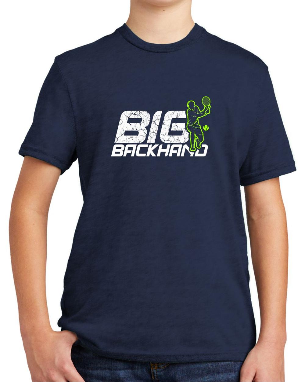 BMT Youth Tri-Blend Big Backhand Tennis LifeStyle T-Shirt, color: Night Sky Navy