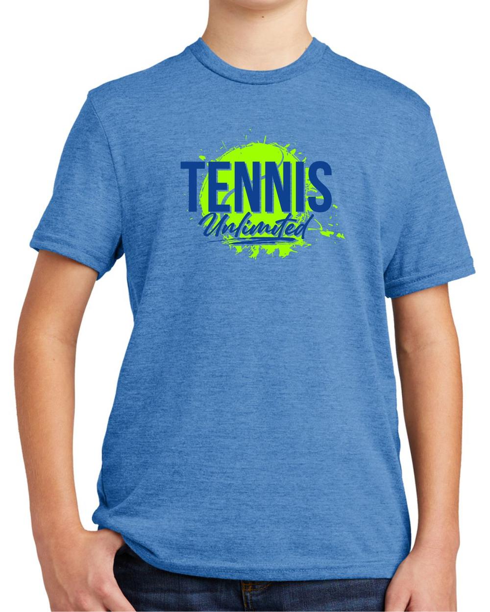 BMT Youth Tri-Blend Tennis Unlimited LifeStyle T-Shirt, color: Azure Blue