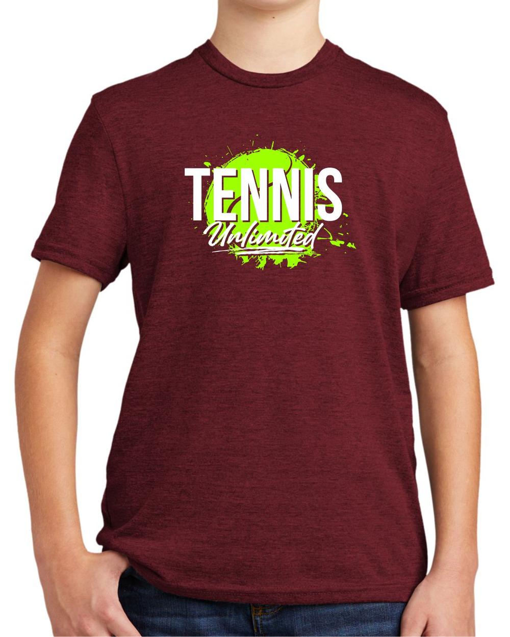 BMT Youth Tri-Blend Tennis Unlimited LifeStyle T-Shirt, color: Vino Red