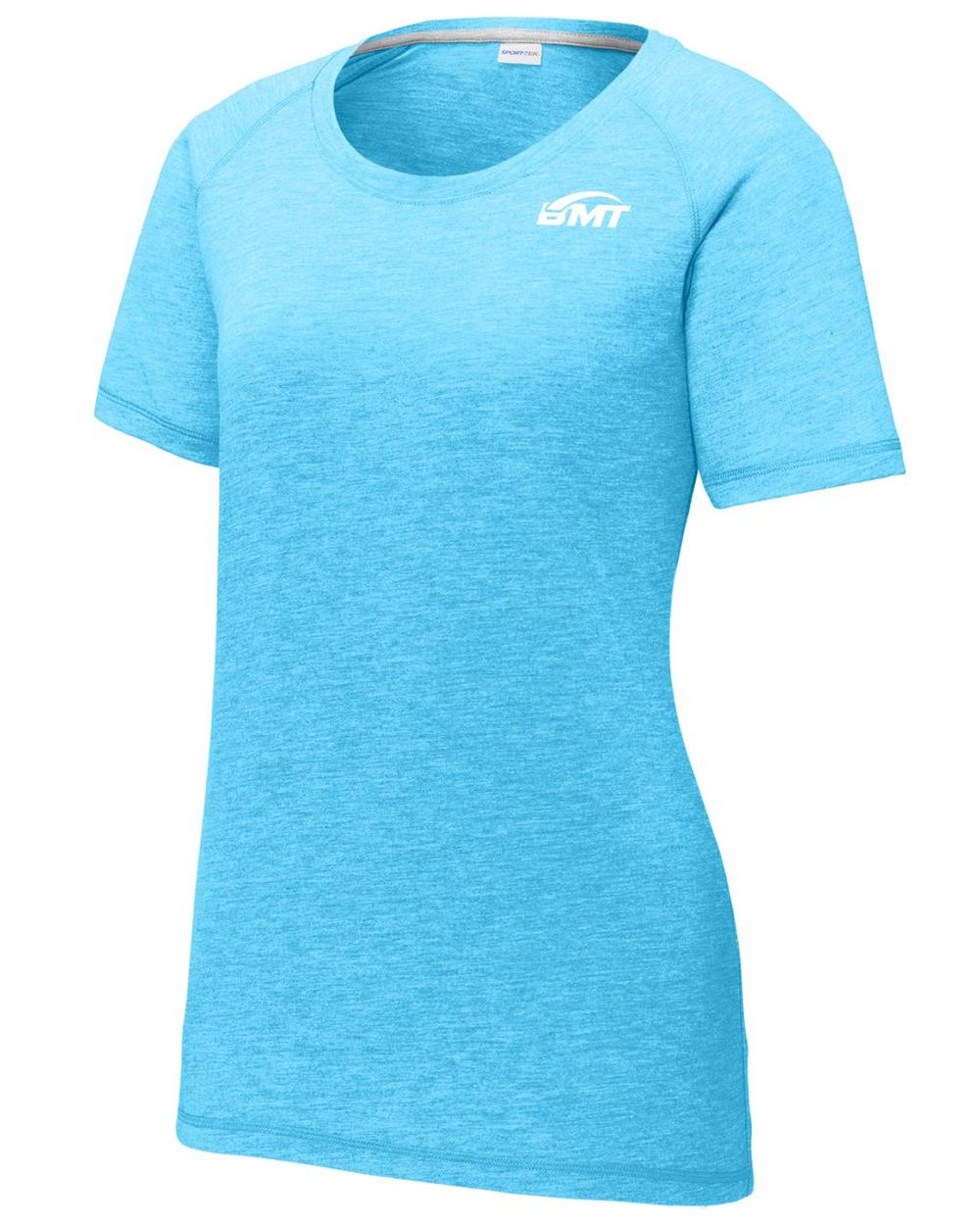 BMT Women's TriBlend Wicking Tennis T-Shirt, color: Pond Blue Heather