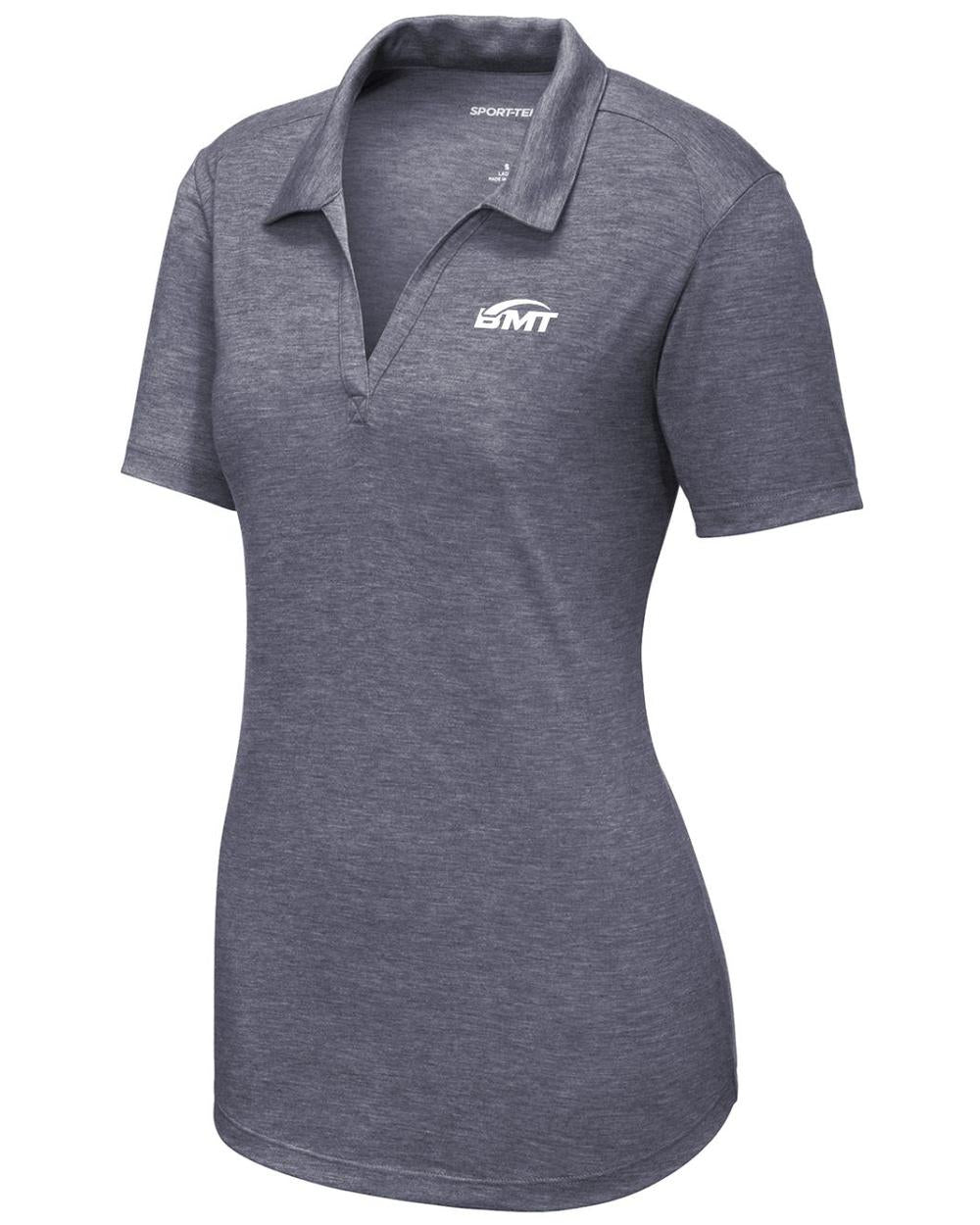 BMT Women's PosiCharge TriBlend Tennis Golf Shirt, color: True Navy Heather
