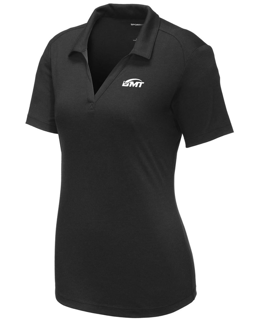 BMT Women's PosiCharge TriBlend Tennis Golf Shirt, color: Black Triad Solid