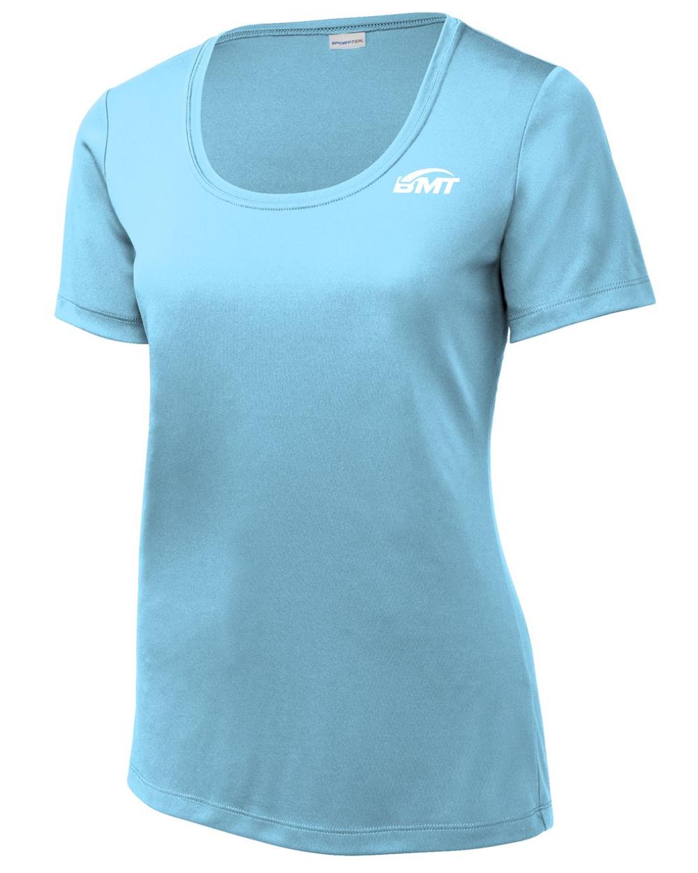 BMT Women's Posi-UV Pro Scoop-Neck Court-Tennis T-Shirt, color: Light Blue