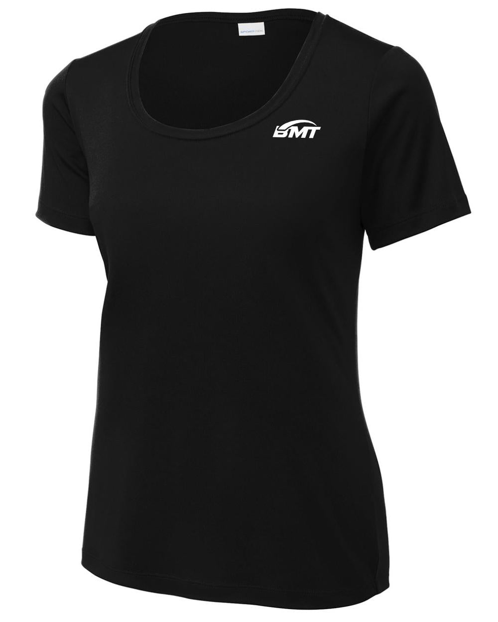 BMT Women's Posi-UV Pro Scoop-Neck Court-Tennis T-Shirt, color: Black