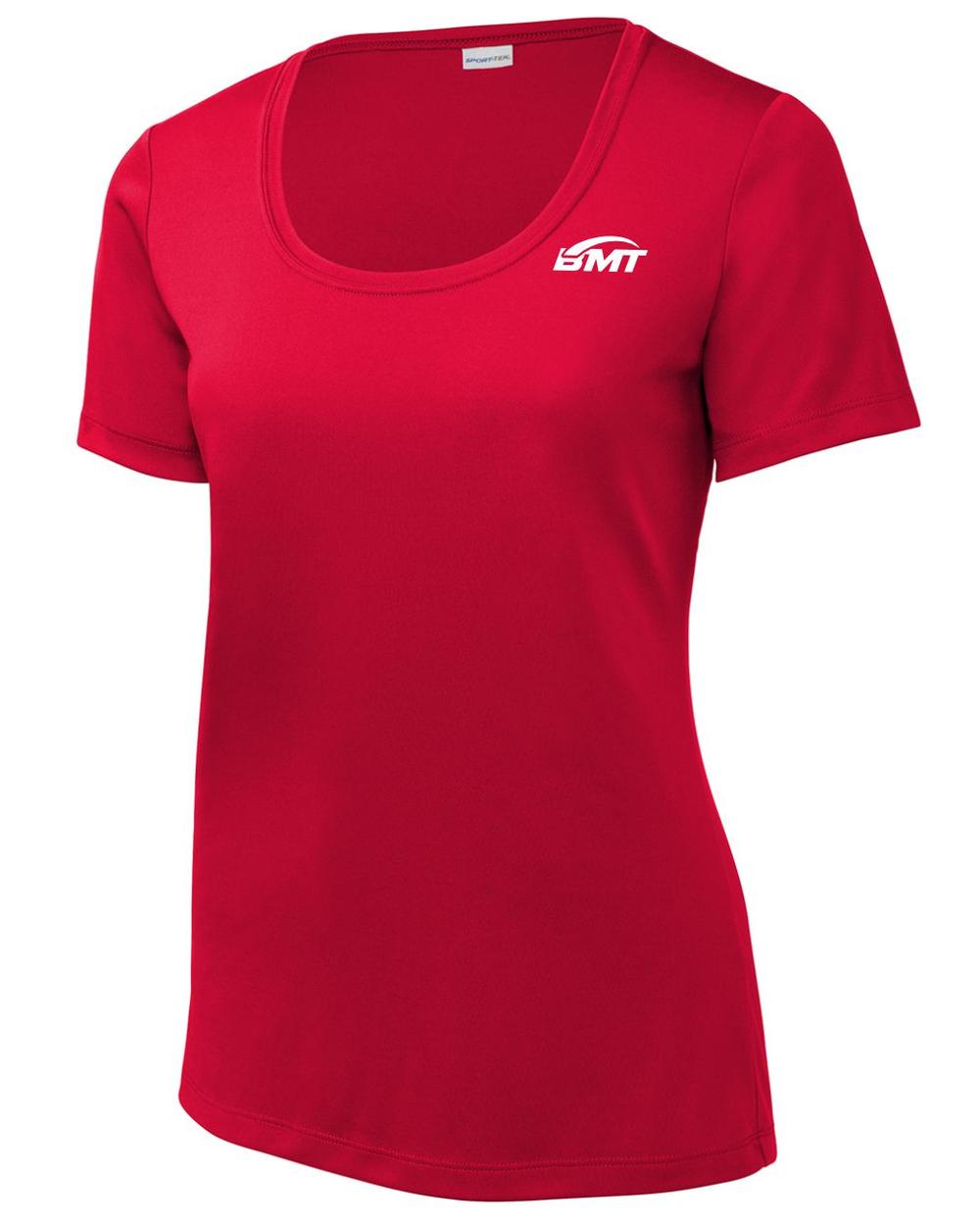 BMT Women's Posi-UV Pro Scoop-Neck Court-Tennis T-Shirt, color: True Red