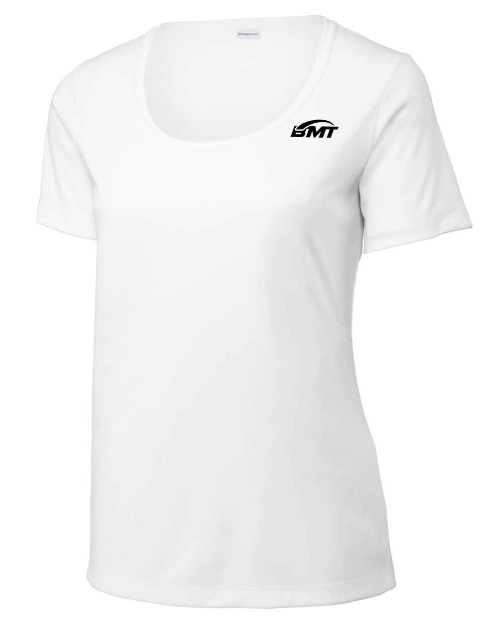 BMT Women's Posi-UV Pro Scoop-Neck Court-Tennis T-Shirt, color: White
