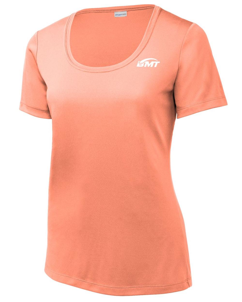 BMT Women's Posi-UV Pro Scoop-Neck Court-Tennis T-Shirt, color: Soft Coral