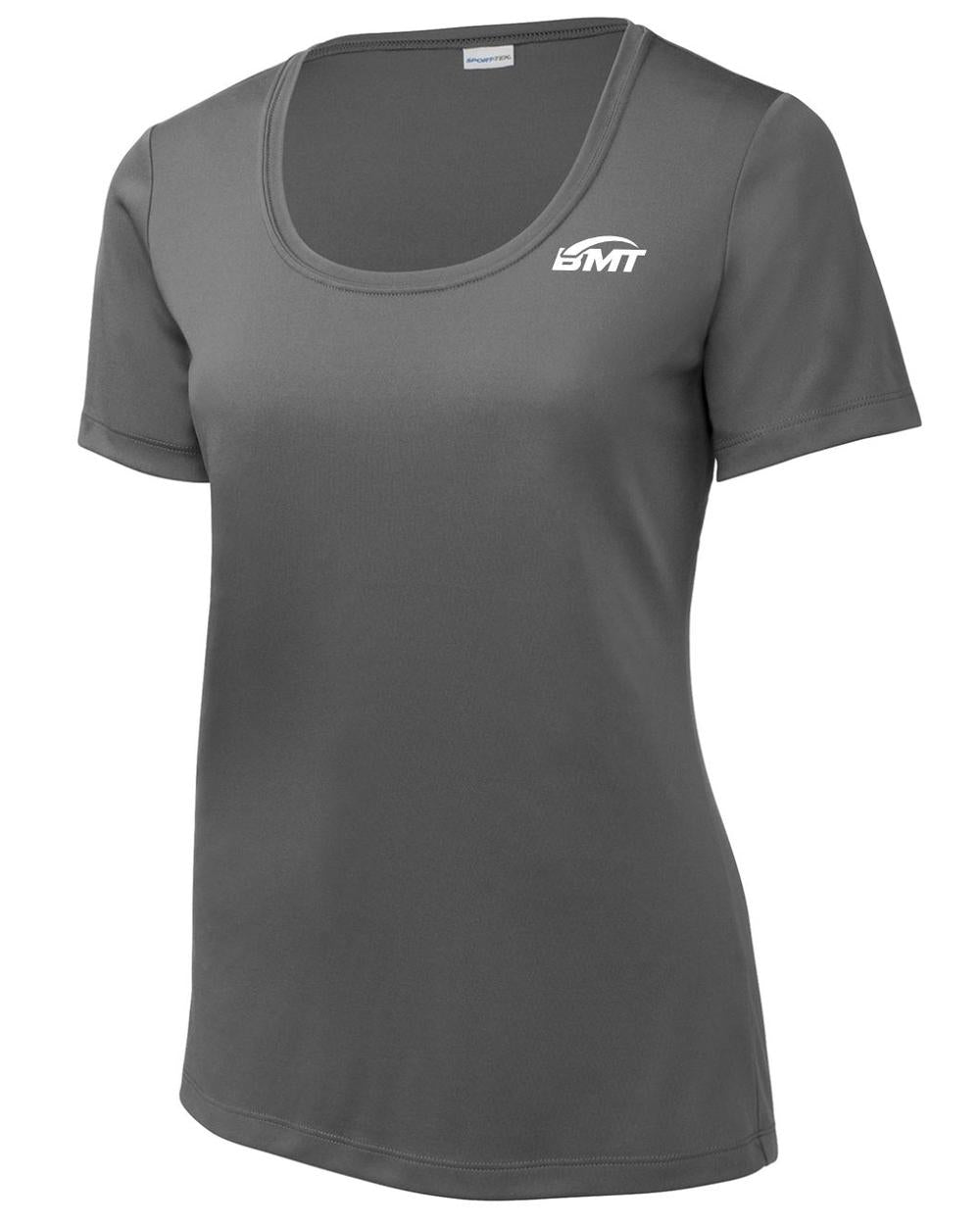 BMT Women's Posi-UV Pro Scoop-Neck Court-Tennis T-Shirt, color: Dark Smoke Grey
