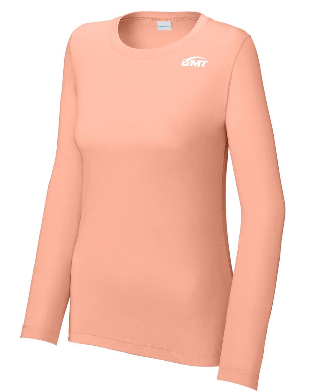 BMT Women's Posi-UV Pro L/S Court-Tennis T-Shirt, color: Soft Coral