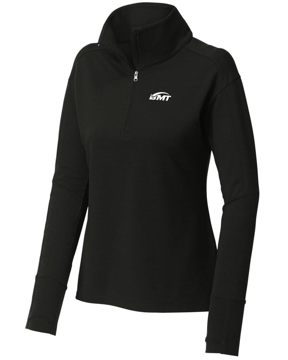 BMT Women's Sport-Wick FlexFleece 1/4-Zip Tennis Pullover, color: Black
