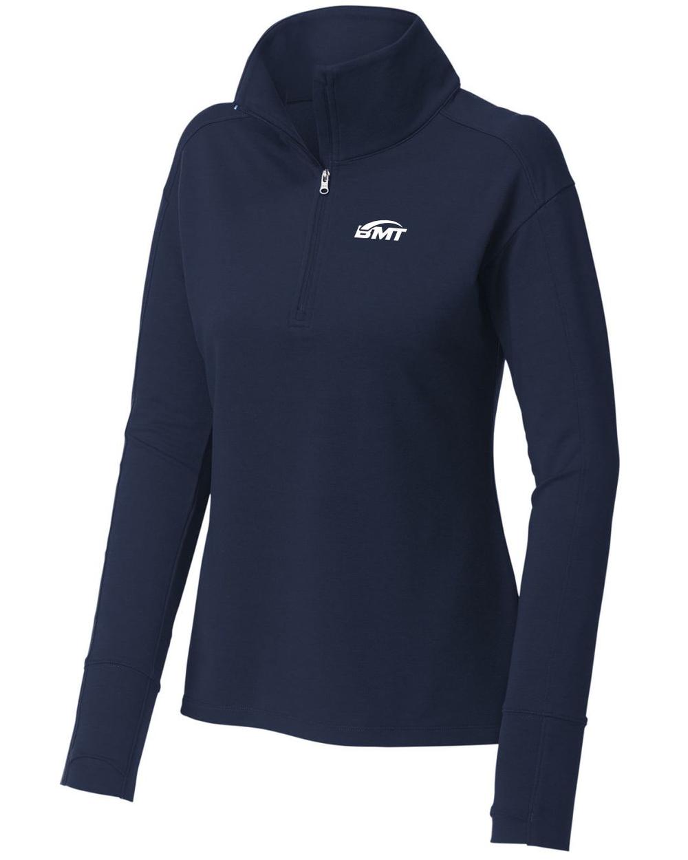 BMT Women's Sport-Wick FlexFleece 1/4-Zip Tennis Pullover, color: True Navy