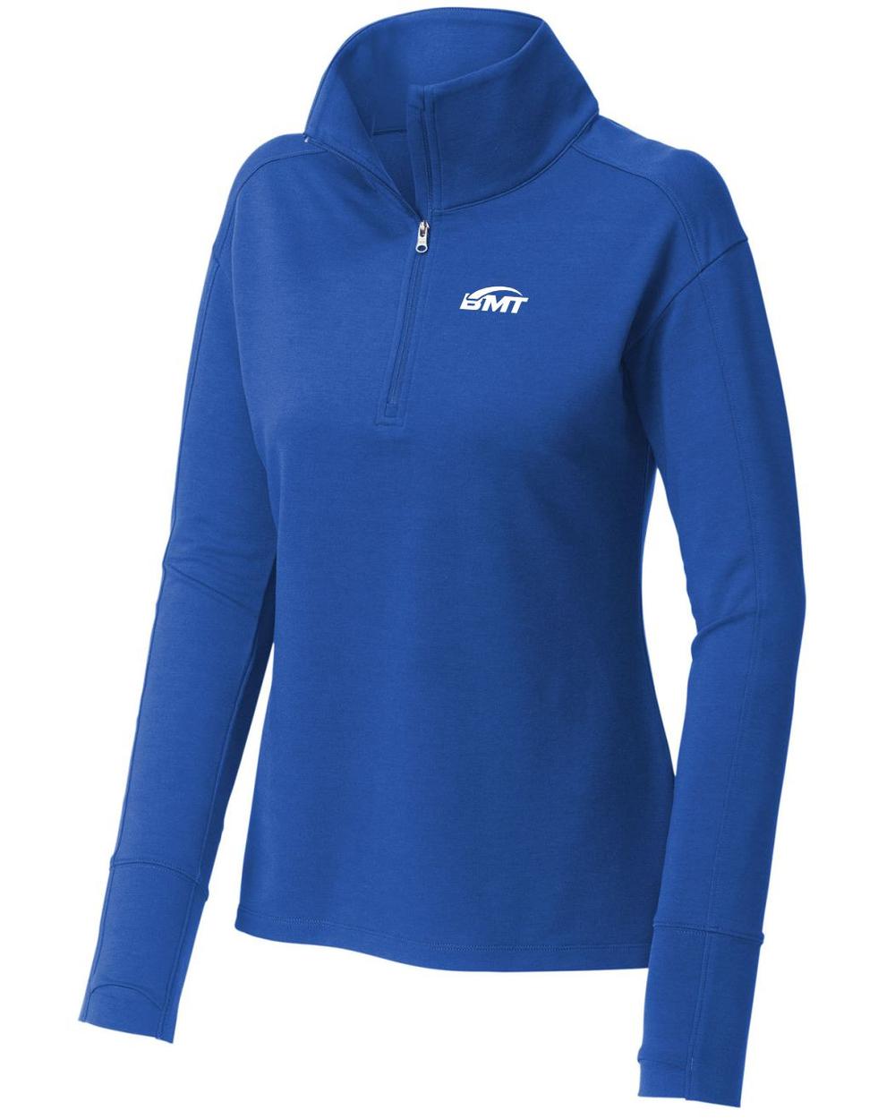 BMT Women's Sport-Wick FlexFleece 1/4-Zip Tennis Pullover, color: True Royal