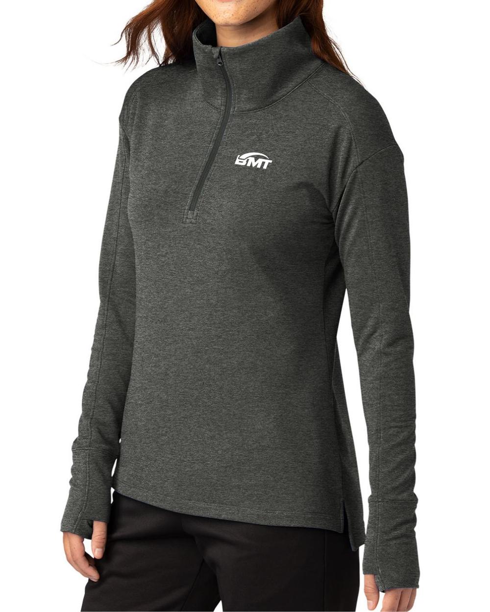 BMT Women's Sport-Wick FlexFleece 1/4-Zip Tennis Pullover, color: Dark Grey Heather