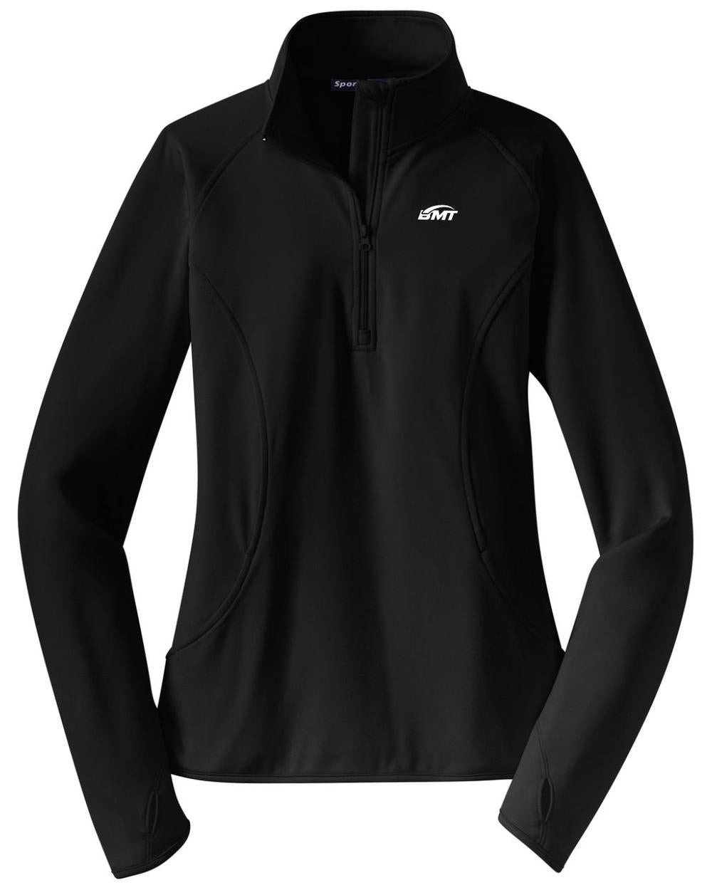 BMT Women's Sport-Wick Stretch 1/2-Zip Tennis Pullover, color: Black